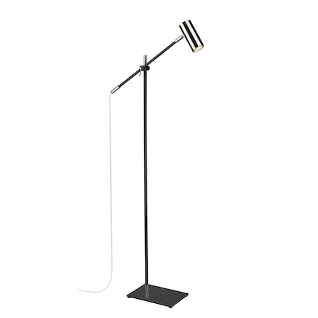 Z-Lite Calumet 1 Light Floor Lamp, Matte Black + Polished Nickel & Polished Nickel 814FL-MB-PN